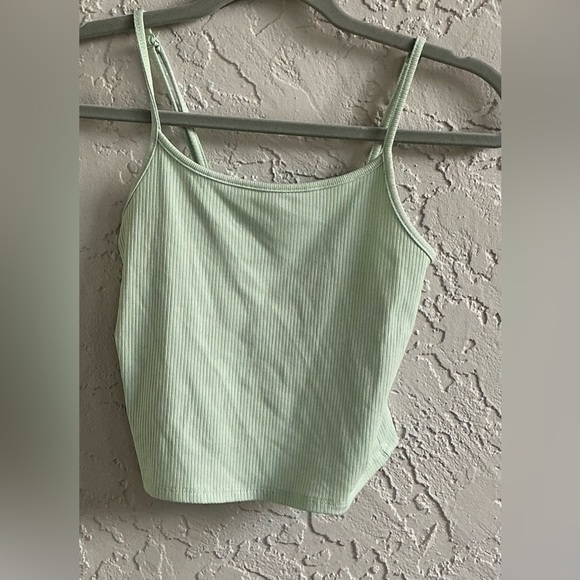 American Eagle Light Green Ribbed & Cropped Tank Top - Picture 1 of 8